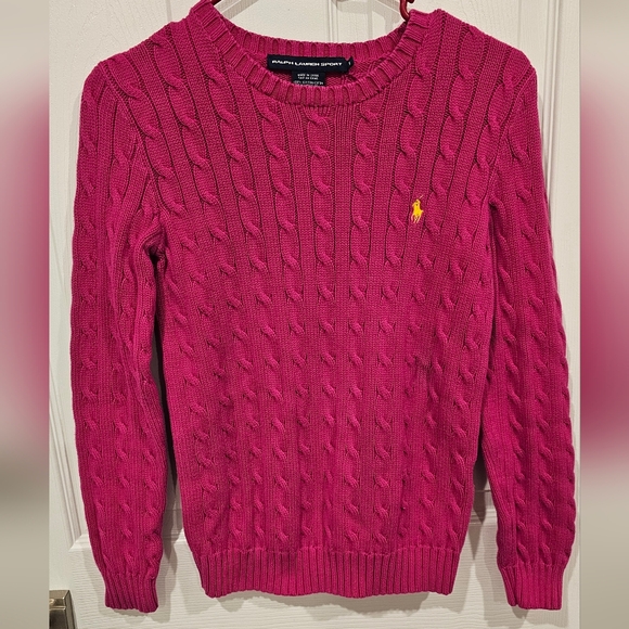 Ralph Lauren Sport Women's Vibrant Pink Cable Knit Sweater Size-M - Picture 4 of 10